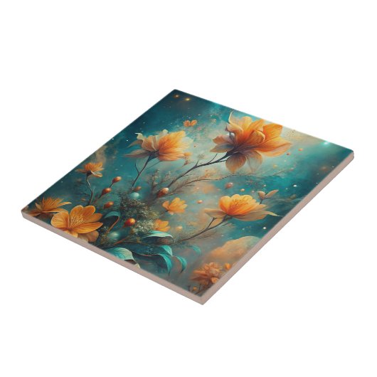 Pretty Orange Flowers Fliese (Seite)