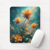 Pretty Orange Flowers Mousepad (Mit Mouse)