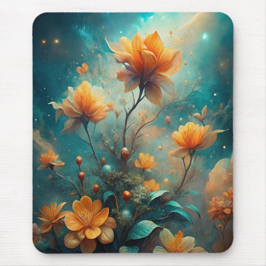 Pretty Orange Flowers Mousepad (Vorne)