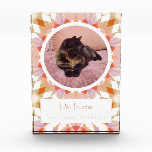 Pretty Orange Green Pet Cat Dog Memorial Keepsake Fotoblock (Vorderseite)