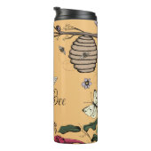 Pretty Orange Queen Bee & Gold Crown Floral Thermosbecher (Nach rechts gedreht)