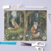 Pretty Pair of Foxes in the Forest Moonlight Seidenpapier (Handwerk)