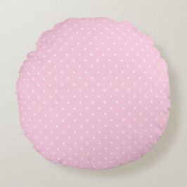 Pretty Pale Pink and White Polka Dots Round Pillow Rundes Kissen