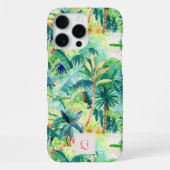 Pretty Palms Greenery | Anfangsmonogramm iPhone Hülle (Rückseite)