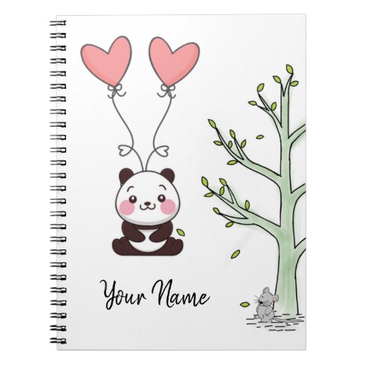 Pretty Panda Girly Pink Custom Notizblock (Vorderseite)