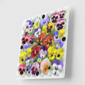 Pretty Pansies Quadratische Wanduhr (Winkel)