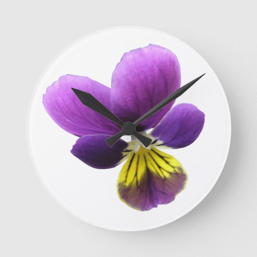 Pretty Pansy Wall Clock Runde Wanduhr (Vorderseite)