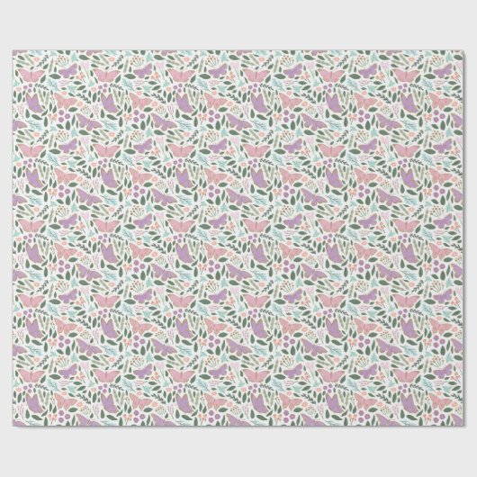 Pretty Pastel Butterfly Garden Pattern  Geschenkpapier (Flach)