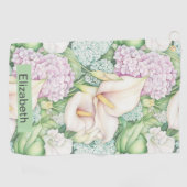 Pretty Pastel Calla Lily Personalized Golfhandtuch (Horizontal)