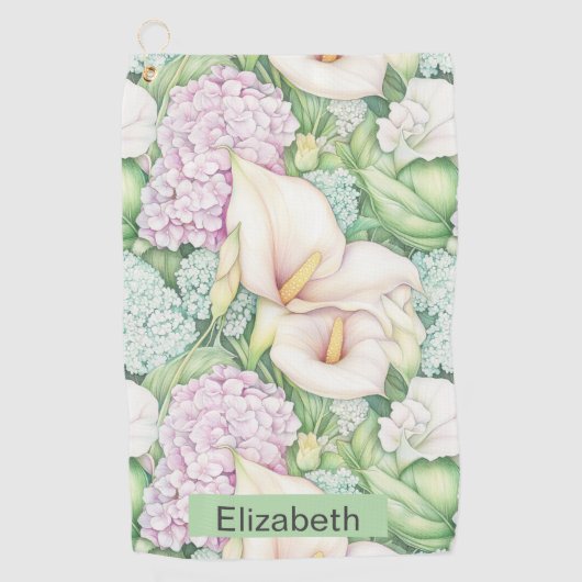 Pretty Pastel Calla Lily Personalized Golfhandtuch (Vorderseite)