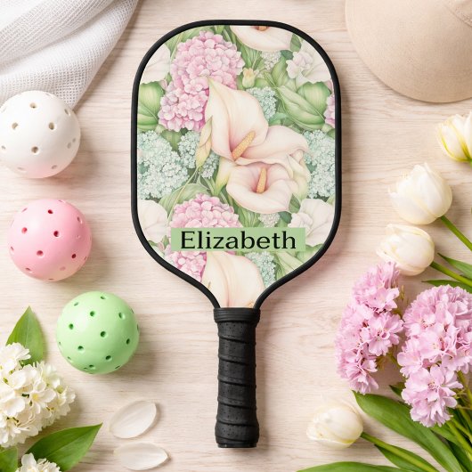 Pretty Pastel Calla Lily Personalized Pickleball Schläger