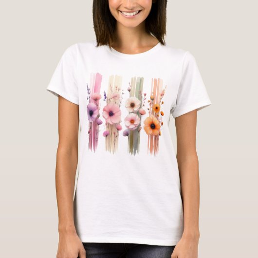 PRETTY PASTEL COLORED POPPY FLOWERS T-Shirt (Vorderseite)