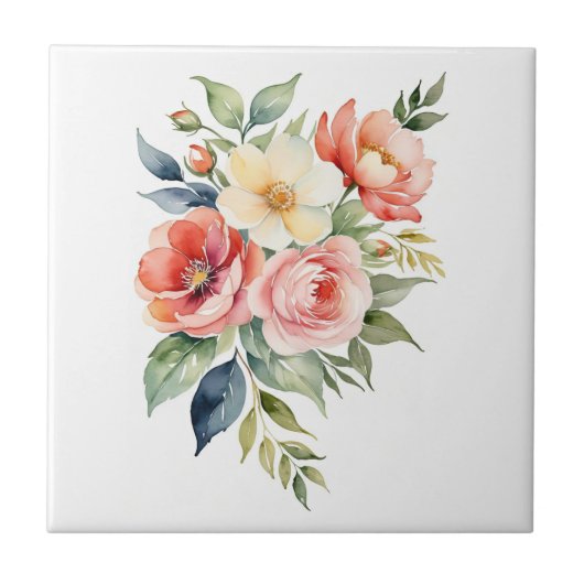 Pretty Pastel Floral Fliese (Vorderseite)