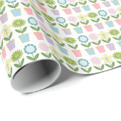 Pretty Pastel Flower Pots Pattern Geschenkpapier (Rolleneckpunkt)