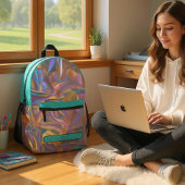 Pretty Pastel Holographic Rainbow Metallic Bedruckter Rucksack