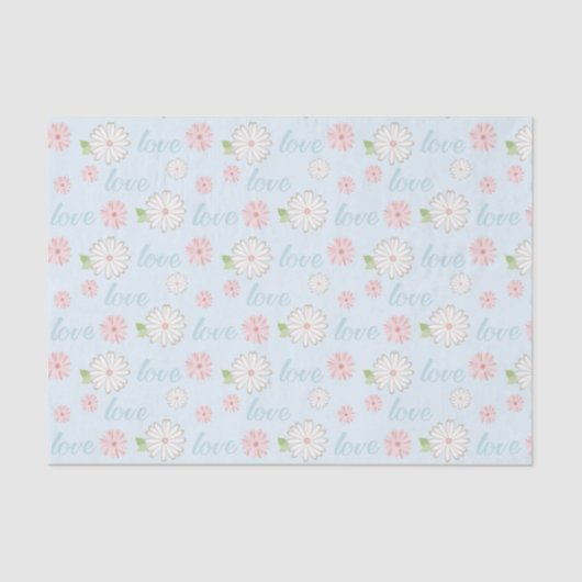 Pretty Pastel Love and Flowers Pattern Seidenpapier (Vorderseite)