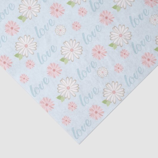 Pretty Pastel Love and Flowers Pattern Seidenpapier (Ausschnitt)