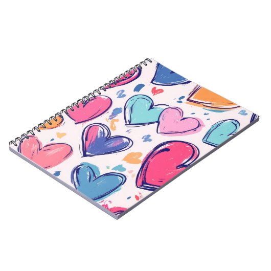 Pretty Pastel Love Hearts Valentines Notizblock (Linke Seite)