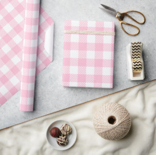Pretty Pastel Pink And White Buffalo Plaid Geschenkpapier