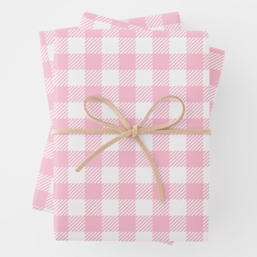 Pretty Pastel Pink And White Buffalo Plaid Geschenkpapier Set (Beispiel)