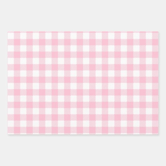 Pretty Pastel Pink And White Buffalo Plaid Geschenkpapier Set (Vorderseite)