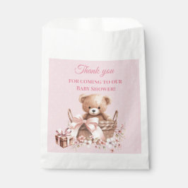 Pretty Pastel Pink Teddy Bear Baby Shower  Geschenktütchen