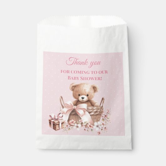 Pretty Pastel Pink Teddy Bear Baby Shower  Geschenktütchen (Vorderseite)