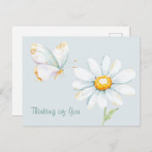 Pretty Pastel Watercolor Butterfly and Daisy Postkarte (Vorne/Hinten)