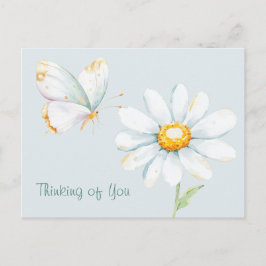 Pretty Pastel Watercolor Butterfly and Daisy Postkarte