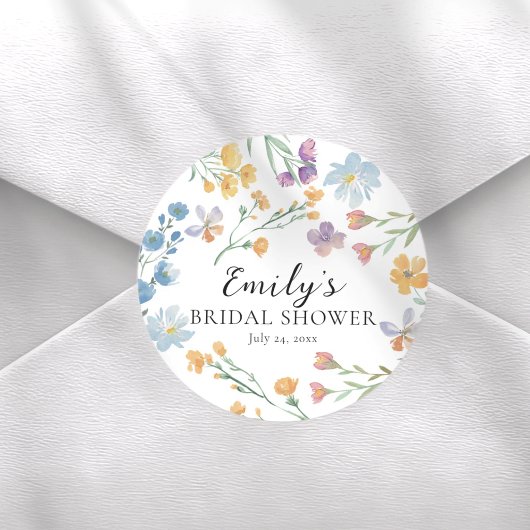 Pretty Pastel Wildflower Bridal Shower Runder Aufkleber