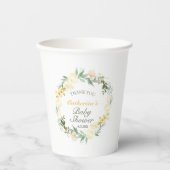 Pretty Pastel Yellow Floral Baby Shower Paper Cup Pappbecher (Vorderseite)