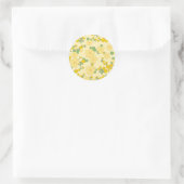 Pretty Pastel Yellow Floral Pattern, Runder Aufkleber (Tasche)