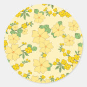 Pretty Pastel Yellow Floral Pattern, Runder Aufkleber (Vorderseite)
