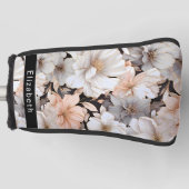 Pretty Peach and White Peony Personalized Golf Headcover (Vorderseite)