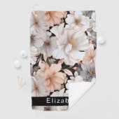 Pretty Peach and White Peony Personalized Golfhandtuch (Insitu)