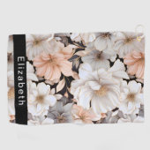 Pretty Peach and White Peony Personalized Golfhandtuch (Horizontal)