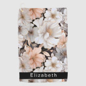 Pretty Peach and White Peony Personalized Golfhandtuch (Vorderseite)