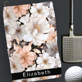 Pretty Peach and White Peony Personalized Golfhandtuch