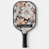 Pretty Peach and White Peony Personalized Pickleball Schläger (Vorderseite)