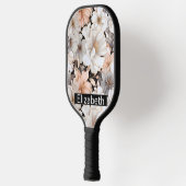 Pretty Peach and White Peony Personalized Pickleball Schläger (Links)