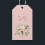 Pretty Peach Blush Pink Floral Bow Bridal Shower Geschenkanhänger<br><div class="desc">Pretty Peach Blush Pink Floral Bow Bridal Shower</div>