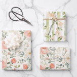 Pretty Peach Blush Pink Floral Bridal Shower Geschenkpapier Set<br><div class="desc">Pretty Peach Blush Pink Floral Bridal Shower</div>