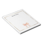 Pretty Peach Bow Personalized  Notizblock (angewinkelt)