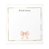 Pretty Peach Bow Personalized  Notizblock (Vorderseite)