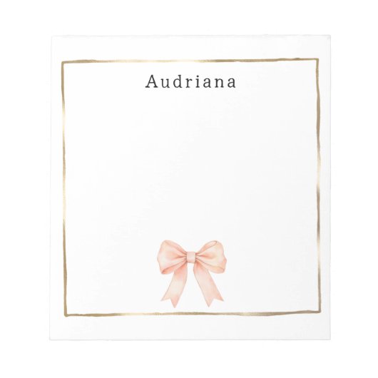 Pretty Peach Bow Personalized  Notizblock (Vorderseite)