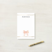 Pretty Peach Bow Personalized  Post-it Klebezettel (Auf Schreibtisch)