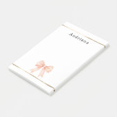 Pretty Peach Bow Personalized  Post-it Klebezettel (angewinkelt)