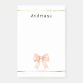 Pretty Peach Bow Personalized  Post-it Klebezettel (Vorderseite)