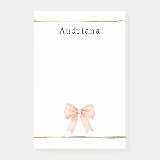 Pretty Peach Bow Personalized  Post-it Klebezettel (Vorderseite)