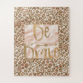 Pretty Peach Brown Leopard Print Be Brave Puzzle (Vertikal)